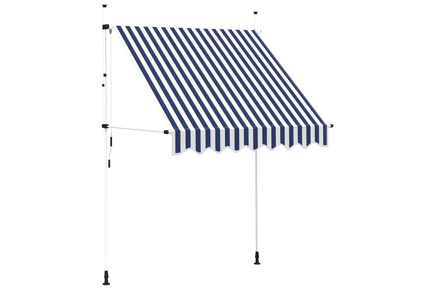 vidaXL 43220 Manual Retractable Awning 200cm Blue And White Stripes
