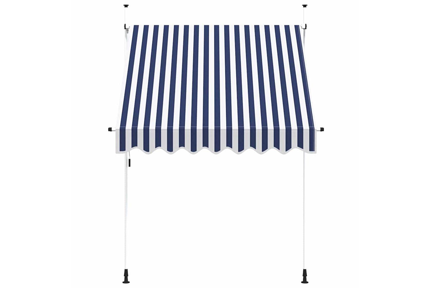 vidaXL 43220 Manual Retractable Awning 200cm Blue And White Stripes-2