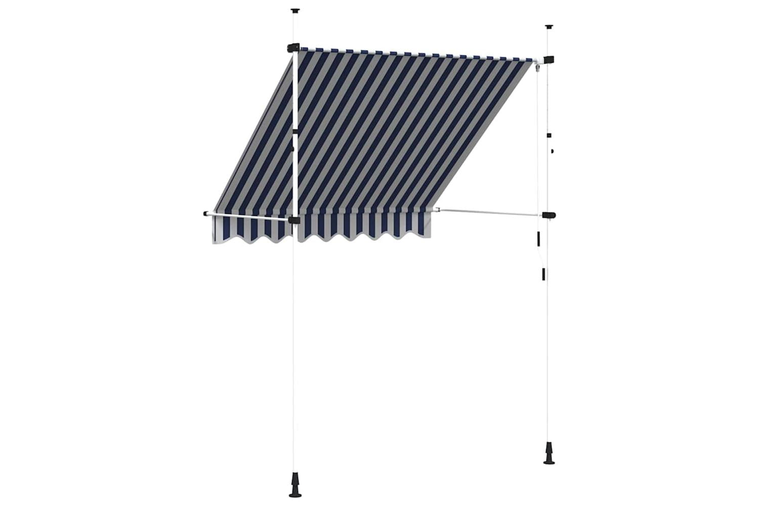 vidaXL 43220 Manual Retractable Awning 200cm Blue And White Stripes-4
