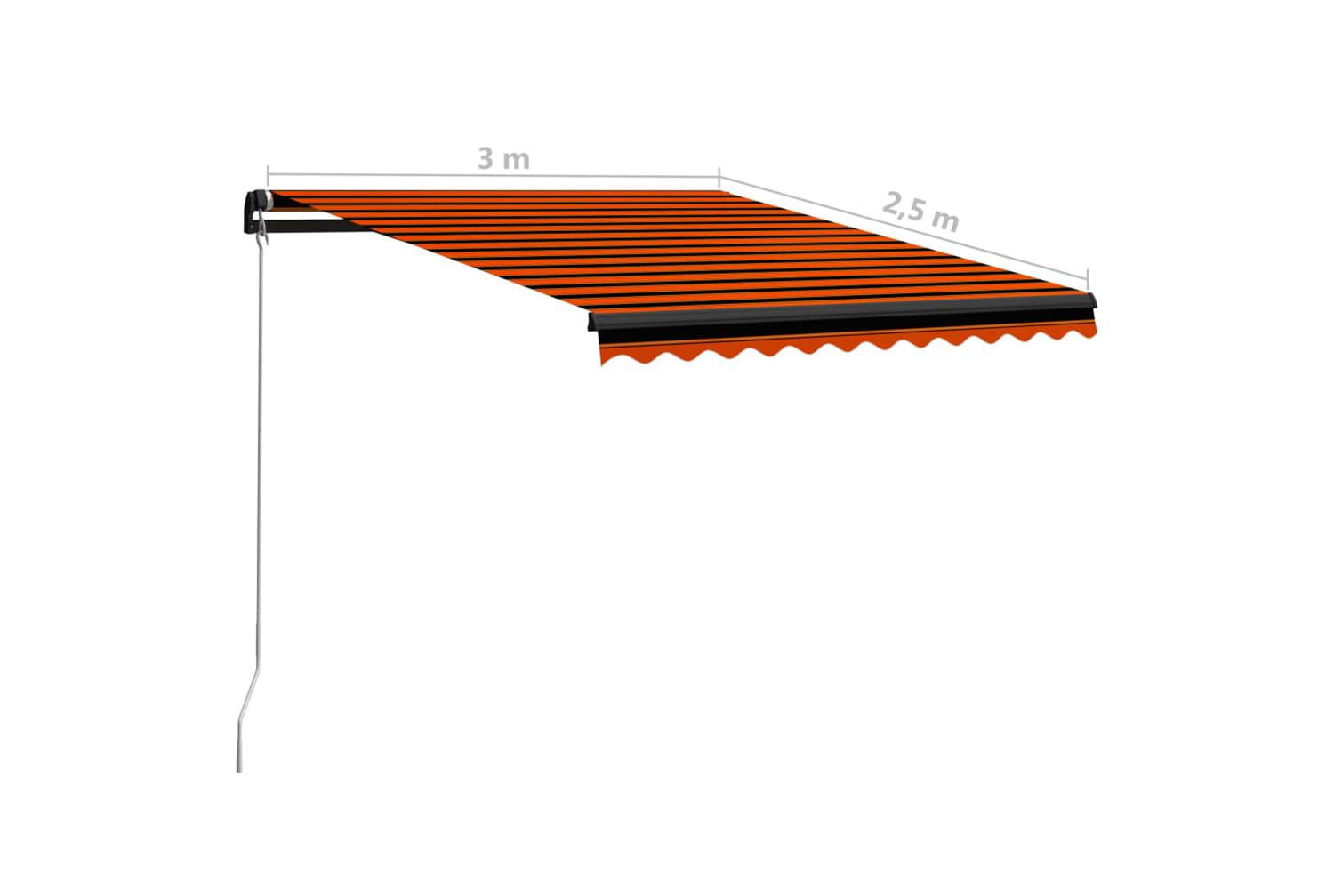 vidaXL 3055187 Manual Retractable Awning 300x250cm Orange And Brown-7