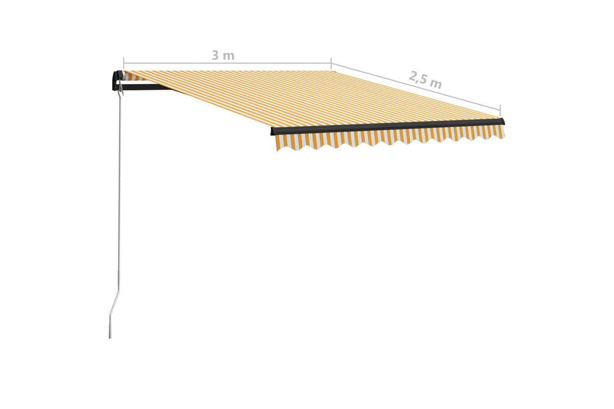 vidaXL 3055186 Manual Retractable Awning 300x250cm Yellow And White-7