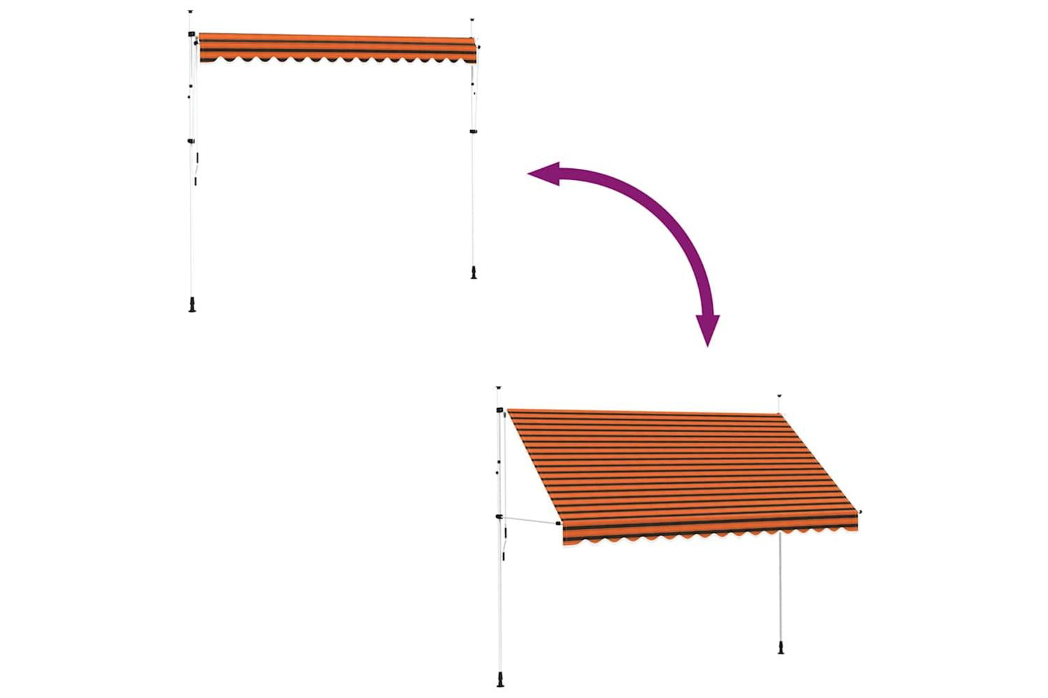 vidaXL 145839 Manual Retractable Awning 350cm Orange And Brown-5