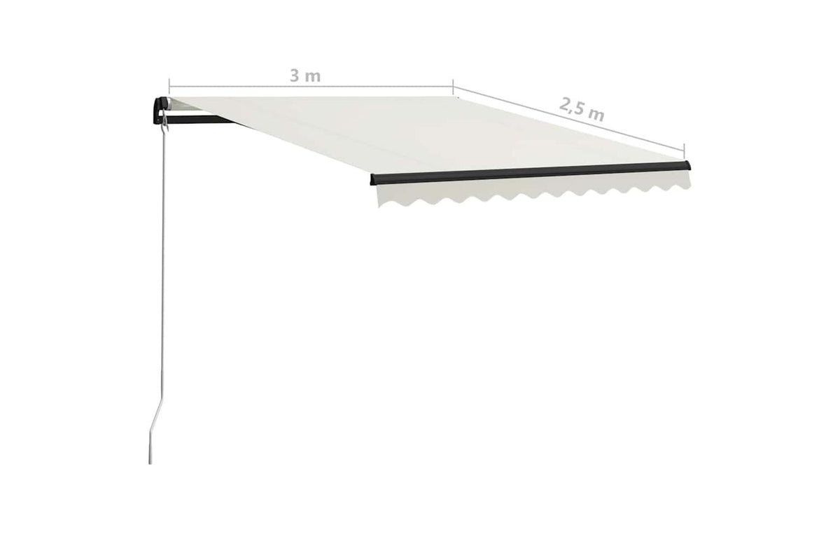 vidaXL 3055185 Manual Retractable Awning 300x250cm Cream-7