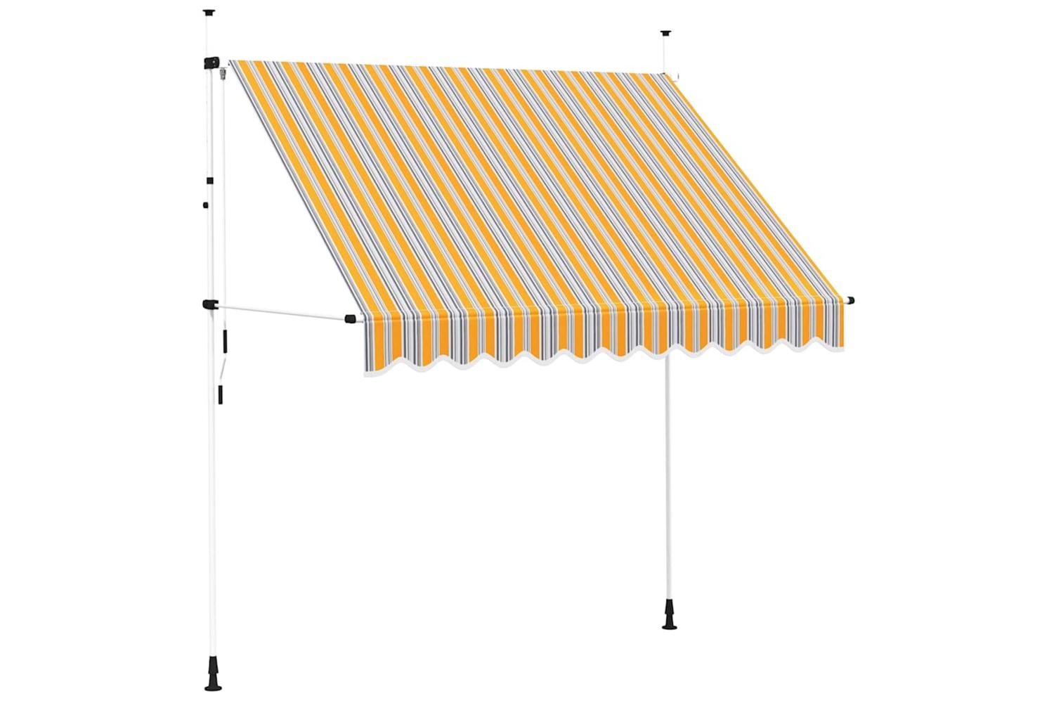 vidaXL 43227 Manual Retractable Awning 250cm Yellow And Blue Stripes