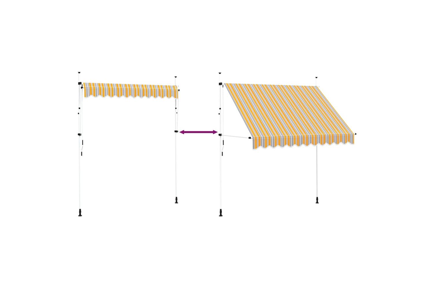 vidaXL 43227 Manual Retractable Awning 250cm Yellow And Blue Stripes-5