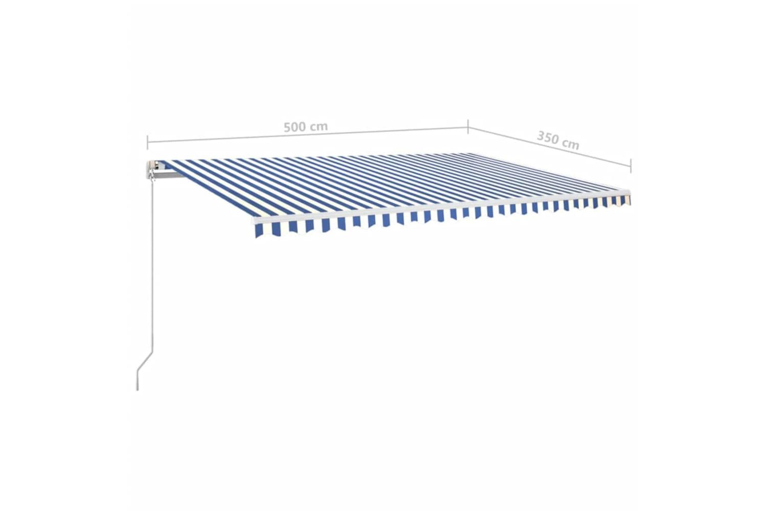 vidaXL 3069016 Manual Retractable Awning 500x350cm Blue And White-7