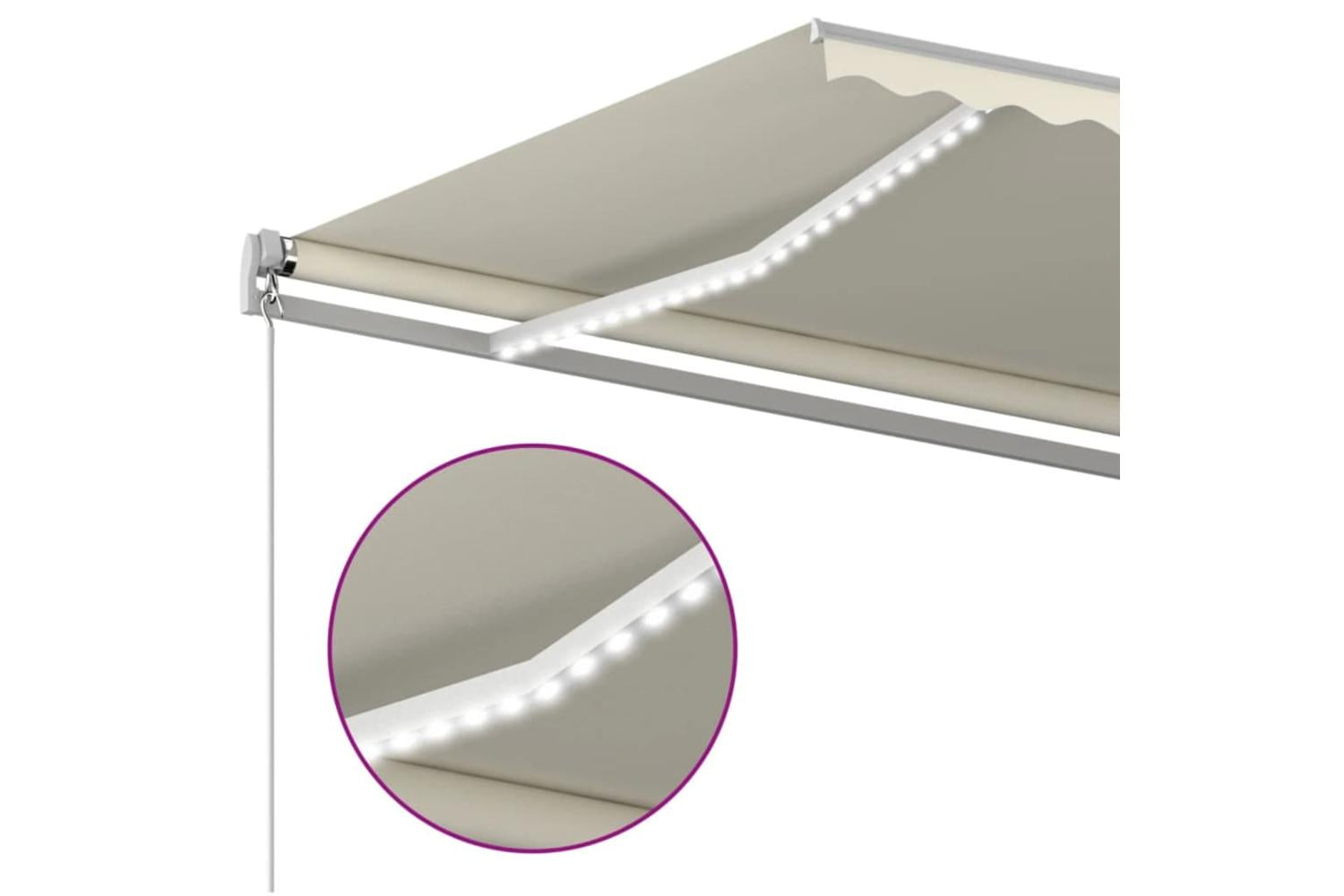 vidaXL 3069042 Manual Retractable Awning With Led 600x350cm Cream-5