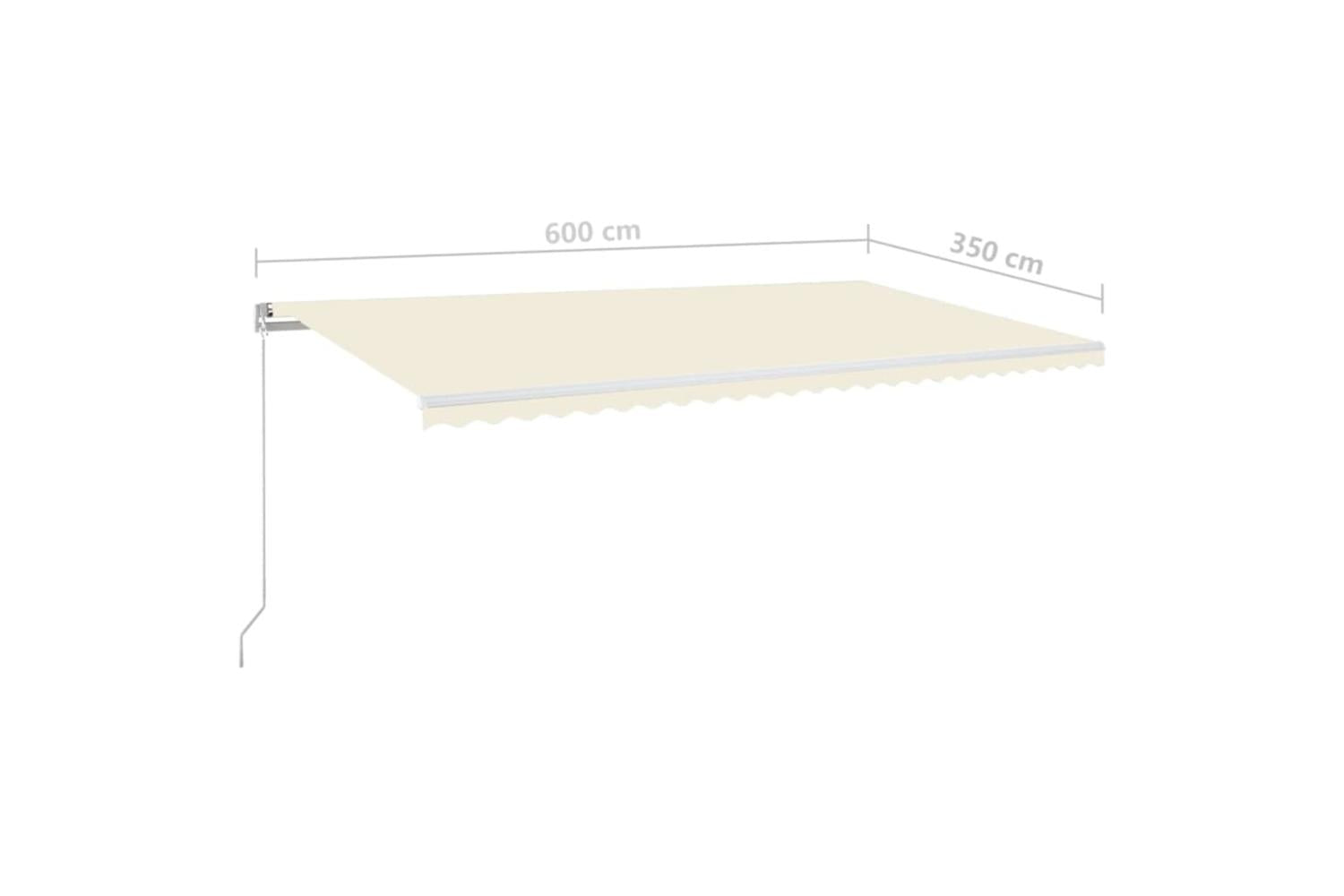 vidaXL 3069042 Manual Retractable Awning With Led 600x350cm Cream-6