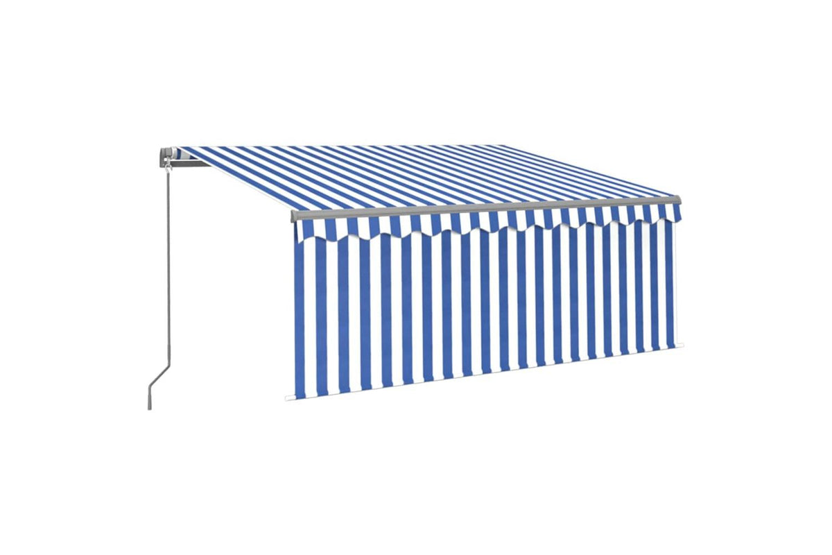 Vidaxl 3069376 Manual Retractable Awning With Blind 3x2.5m Blue&white-2