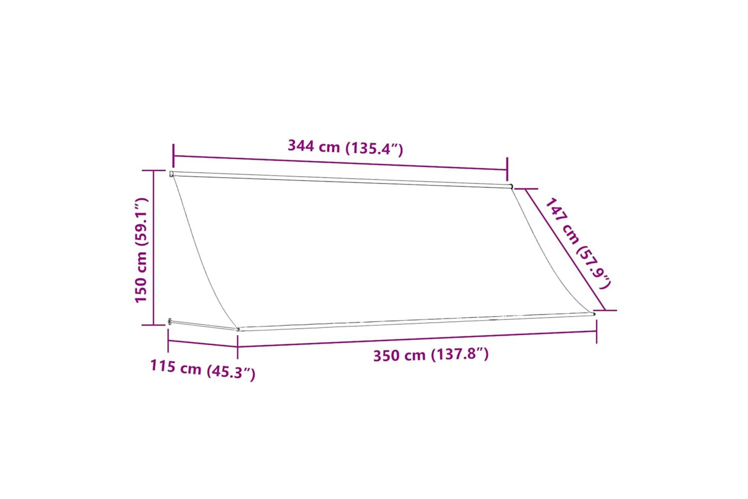 Vidaxl Retractable Awning 350x150 Cm Cream-8