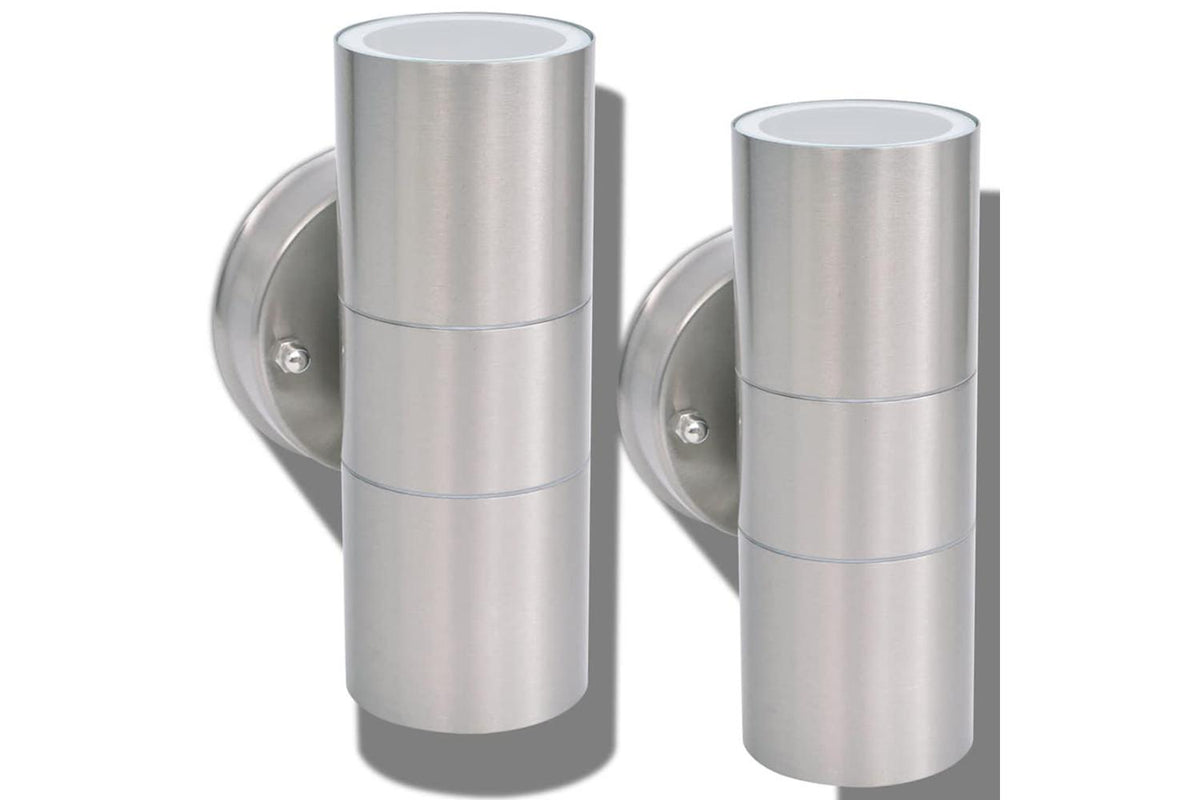 Vidaxl Outdoor Led Wall Lights 2 Pcs Stainless Steel Up/downwards-3