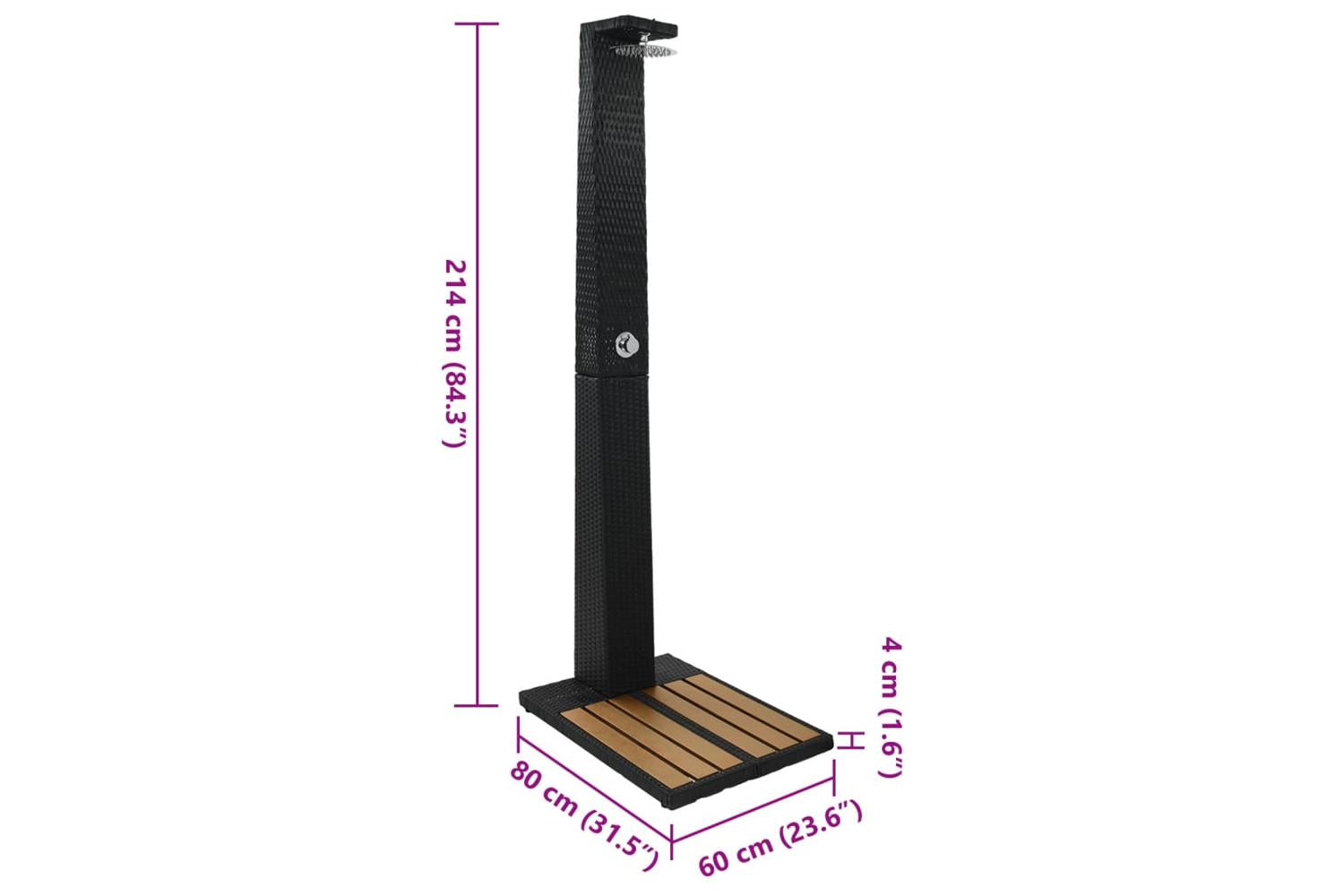 Vidaxl Garden Shower Poly Rattan Wpc-7