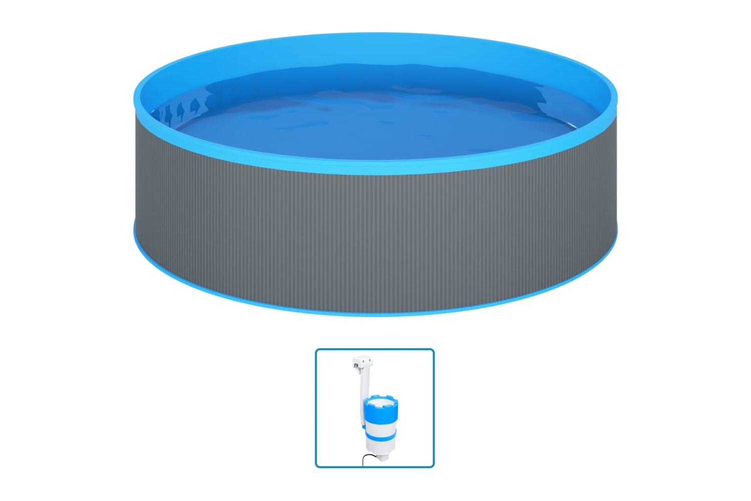 vidaXL 3070801 Splasher Pool With Hanging Skimmer And Pump 350x90cm Grey-2