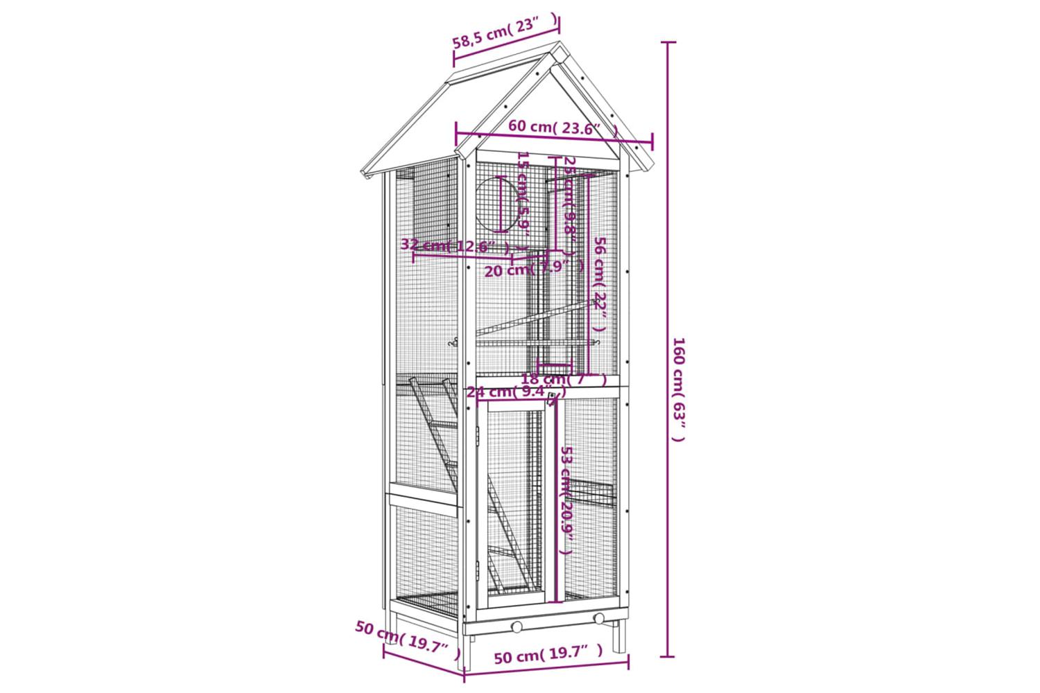 vidaXL 172257 Bird House Mocha 60x58.5x160cm Solid Wood Pine-8
