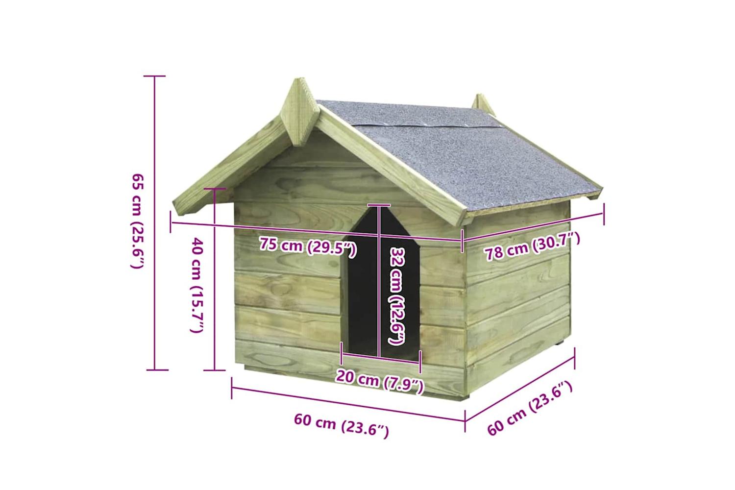 Vidaxl 45149 Garden Dog House With Opening Roof Impregnated Pinewood-6
