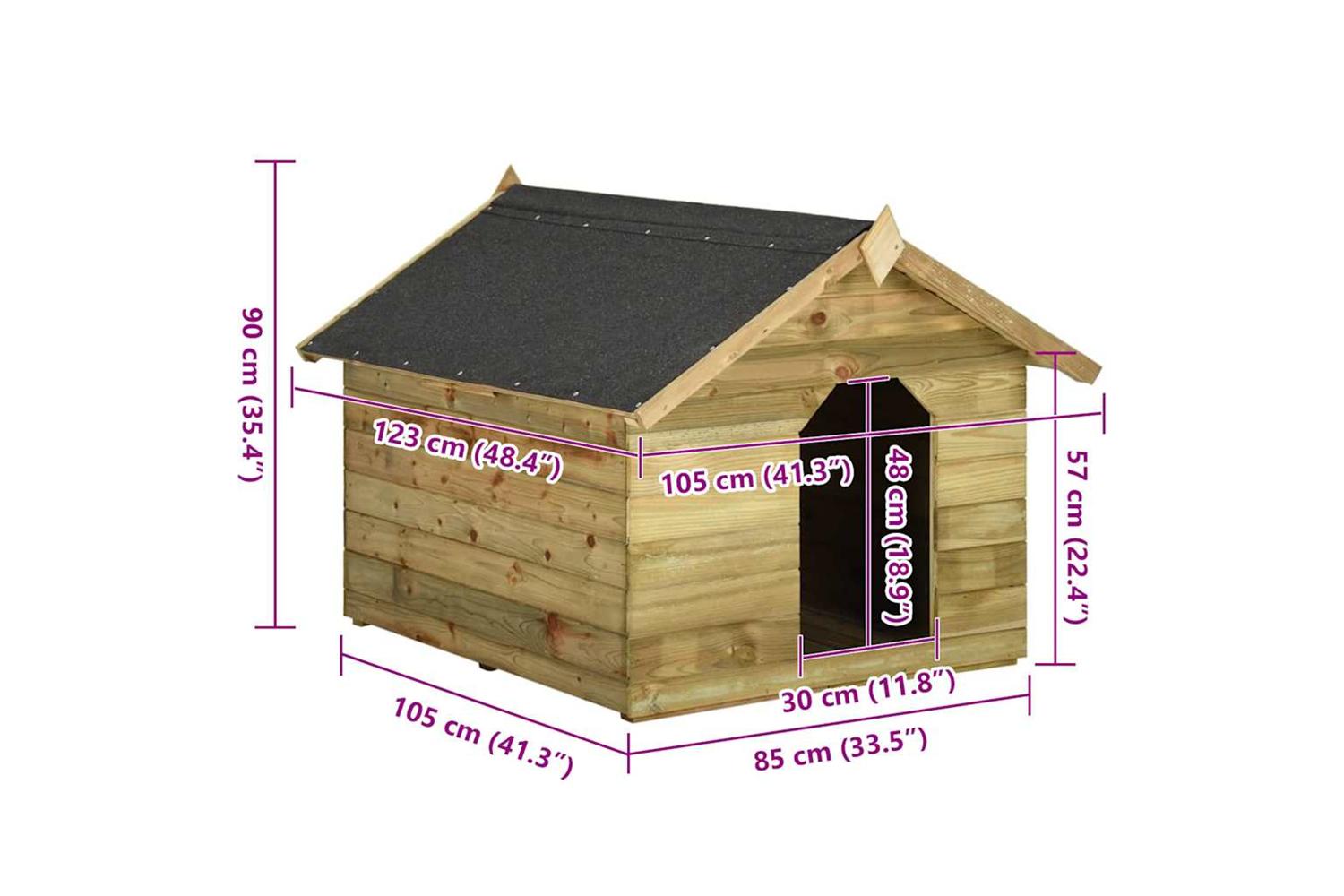 Vidaxl 45151 Garden Dog House With Opening Roof Impregnated Pinewood-8