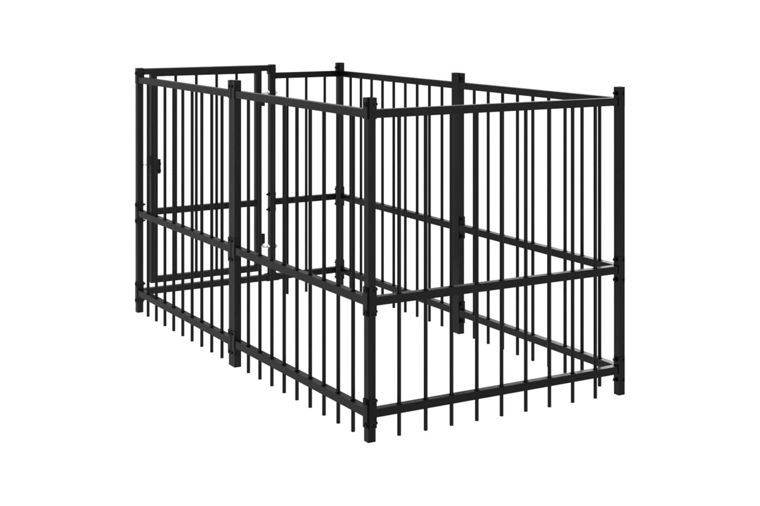 vidaXL 171627 Dog Kennel Black 193.5x97x100cm Steel-5