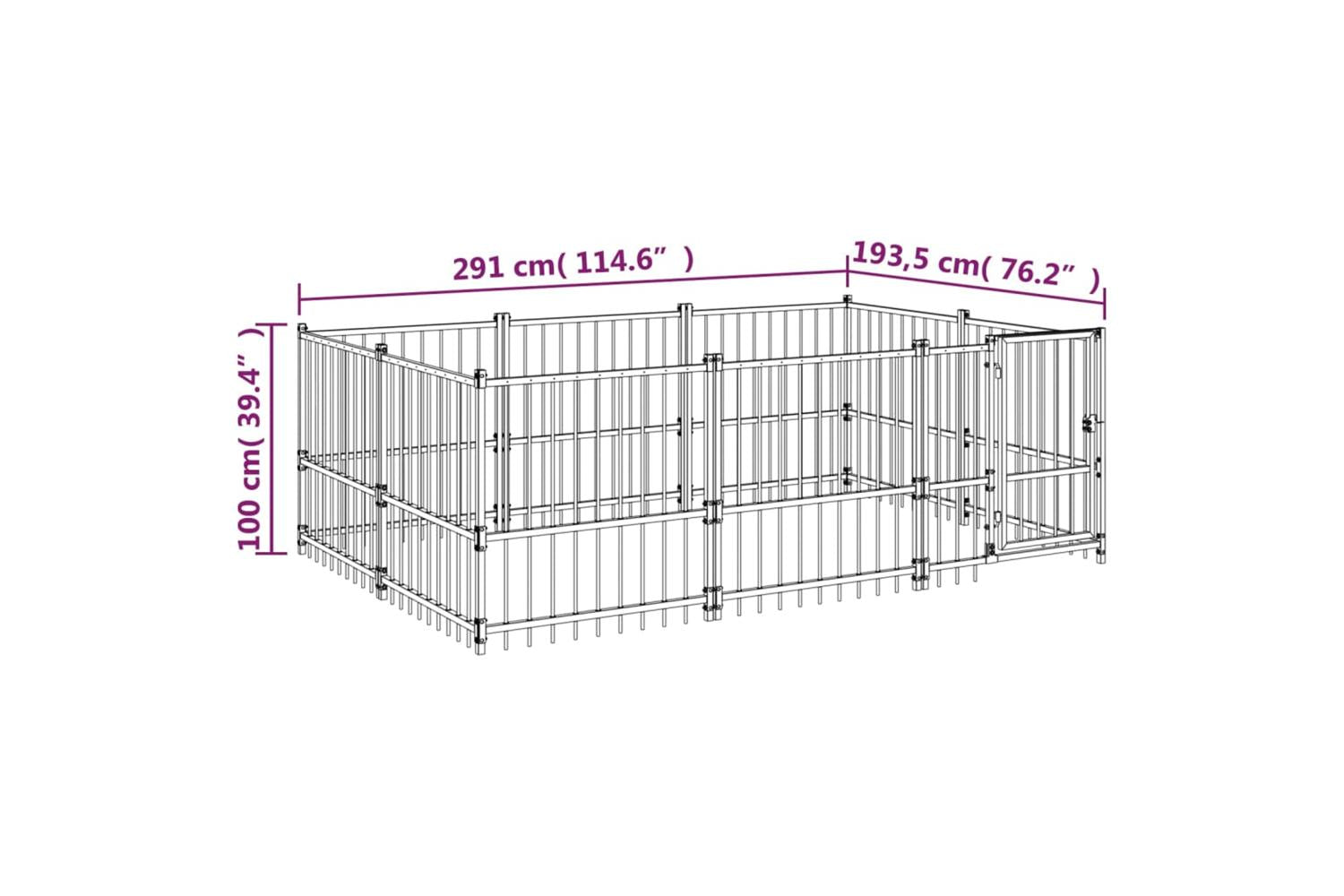 Vidaxl 3124599 Outdoor Dog Kennel Steel 5.63 M2-6