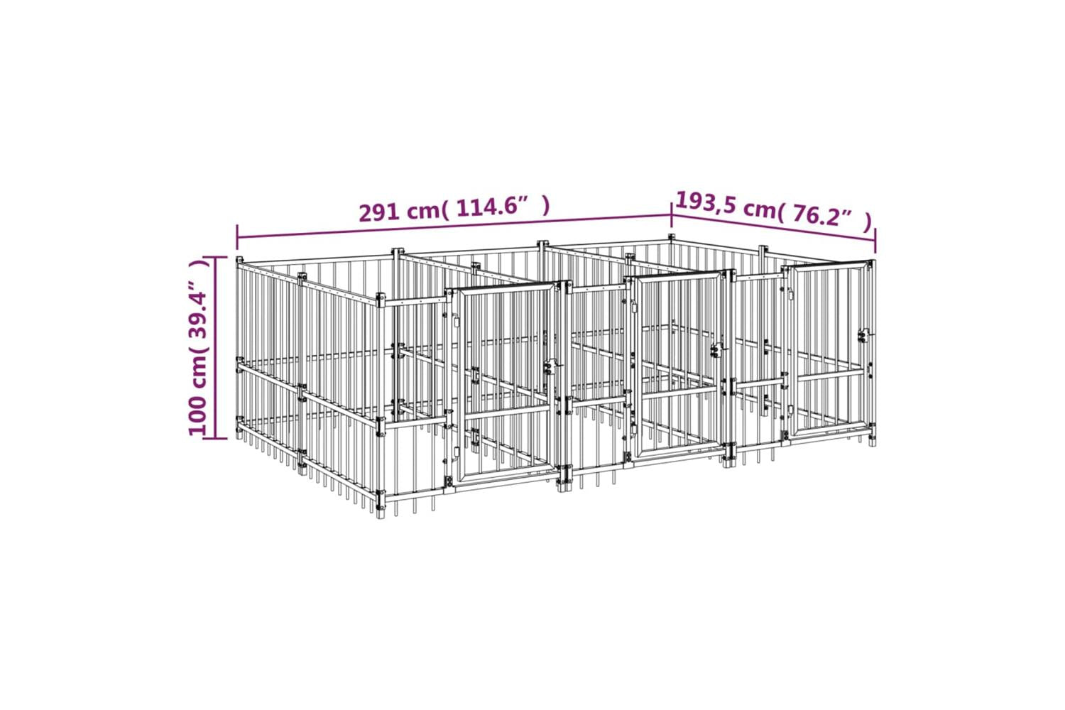 Vidaxl 3124580 Outdoor Dog Kennel Steel 5.63 M2-6