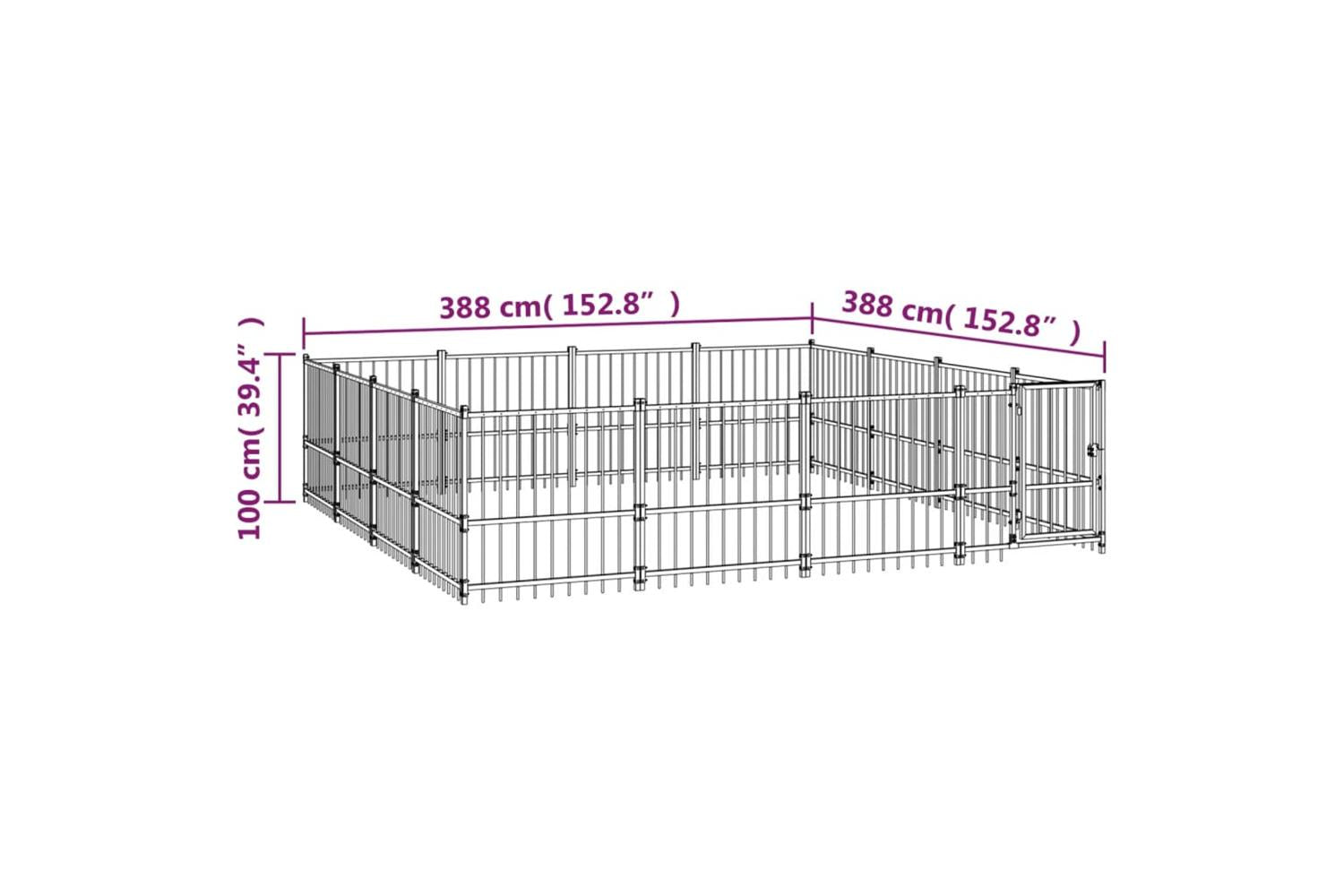 Vidaxl 3124626 Outdoor Dog Kennel Steel 15.05 M2-6