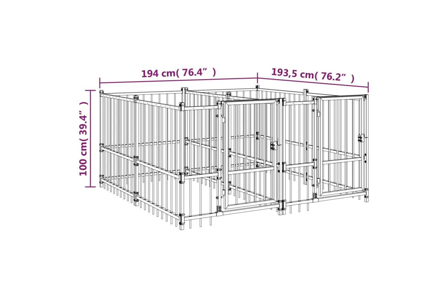 Vidaxl 3124579 Outdoor Dog Kennel Steel 3.75 M2-6