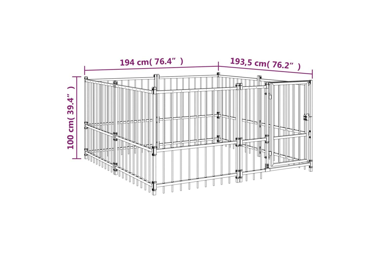 Vidaxl 3124598 Outdoor Dog Kennel Steel 3.75 M2-6