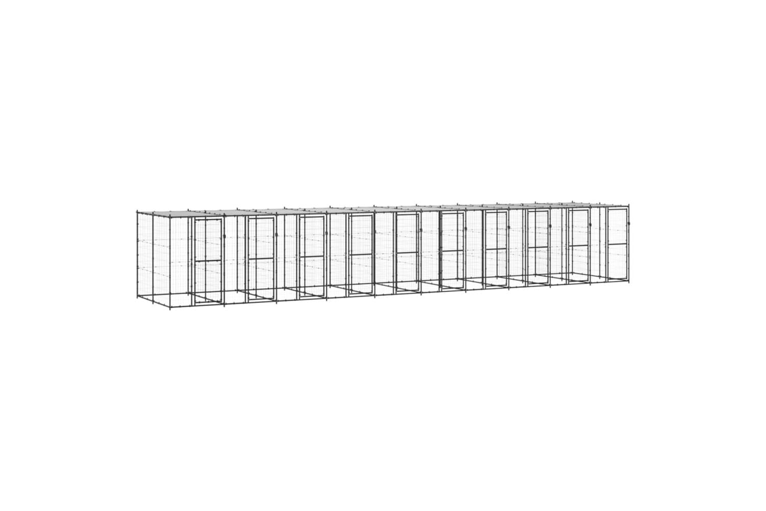 Vidaxl 3082257 Outdoor Dog Kennel Steel With Roof 24.2 M2