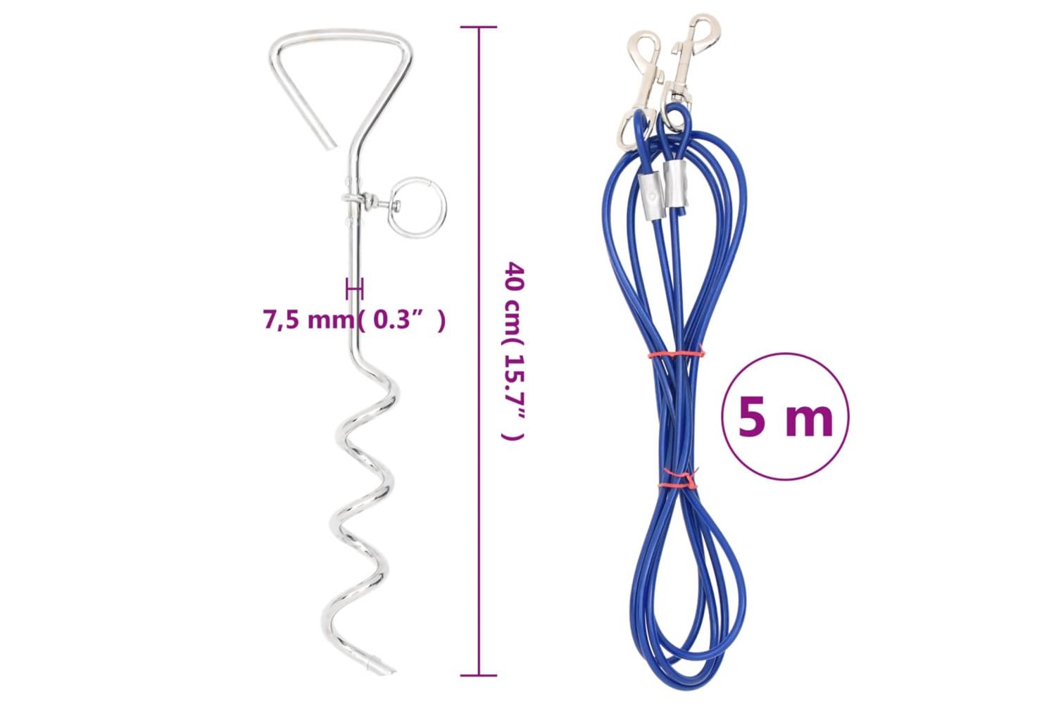 Vidaxl 4003380 Dog Tie Out Cable With Ground Stake 5 M-4