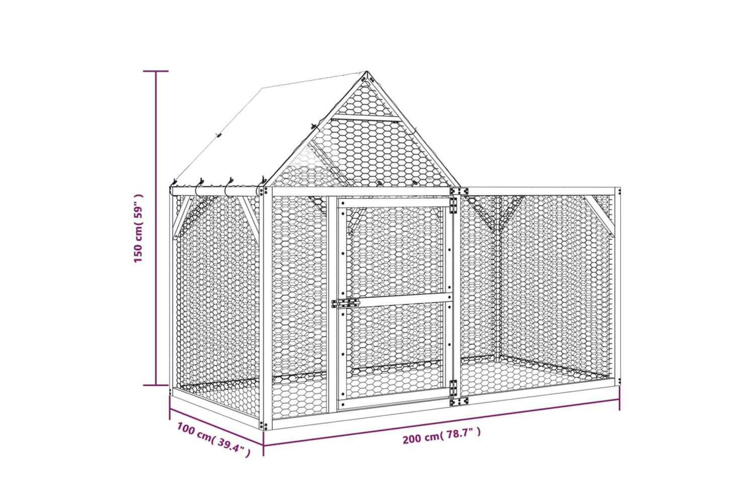 vidaXL 3102992 Chicken Coop 200x100x150cm Impregnated Solid Wood Pine-7