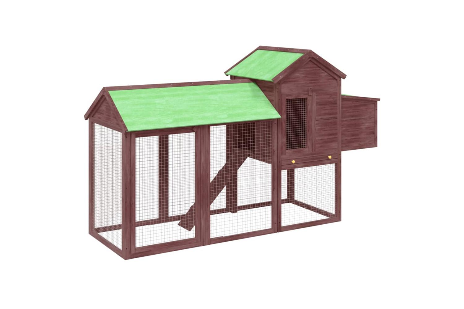 vidaXL 172234 Chicken Coop Mocha 193x65x117cm Solid Wood Pine-2