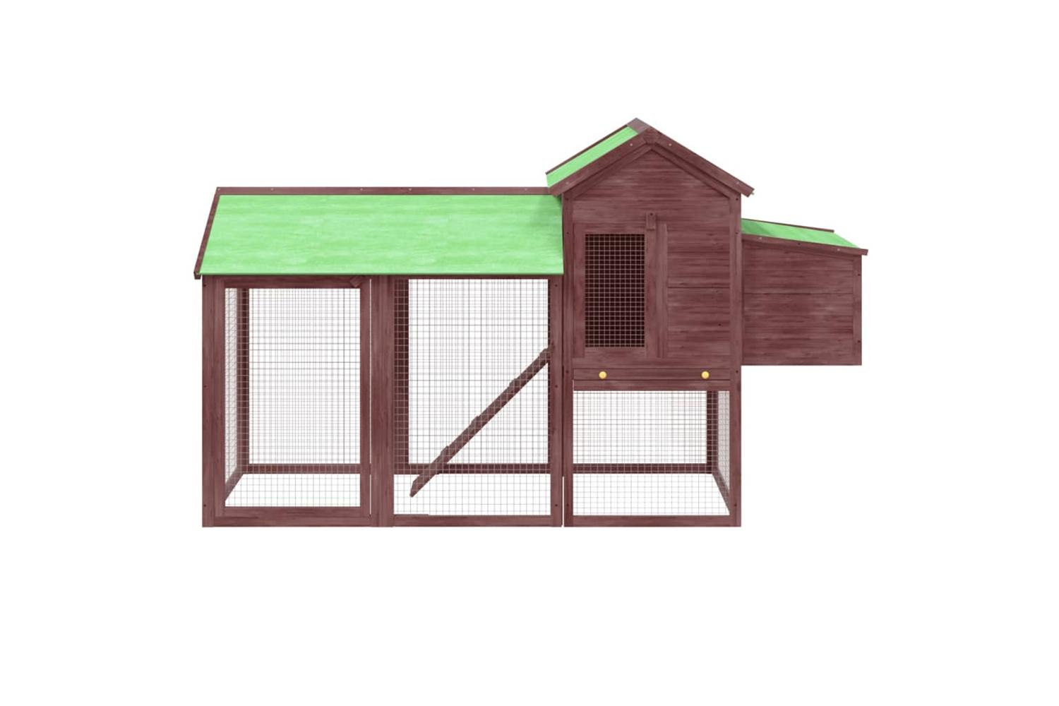 vidaXL 172234 Chicken Coop Mocha 193x65x117cm Solid Wood Pine-3