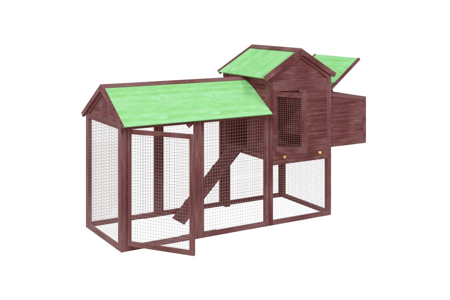 vidaXL 172234 Chicken Coop Mocha 193x65x117cm Solid Wood Pine-4