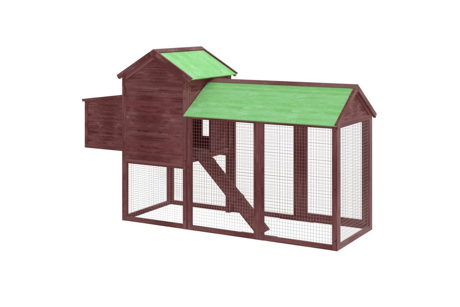 vidaXL 172234 Chicken Coop Mocha 193x65x117cm Solid Wood Pine-6