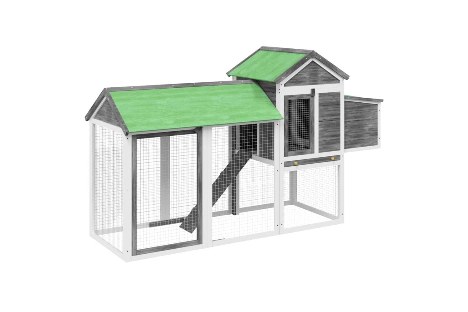 vidaXL 172233 Chicken Coop Grey 193x65x117cm Solid Wood Pine-2