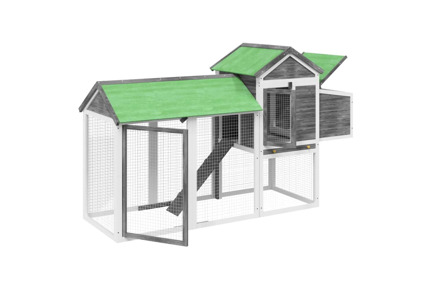 vidaXL 172233 Chicken Coop Grey 193x65x117cm Solid Wood Pine-4