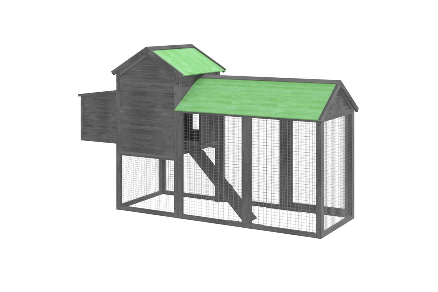 vidaXL 172233 Chicken Coop Grey 193x65x117cm Solid Wood Pine-6