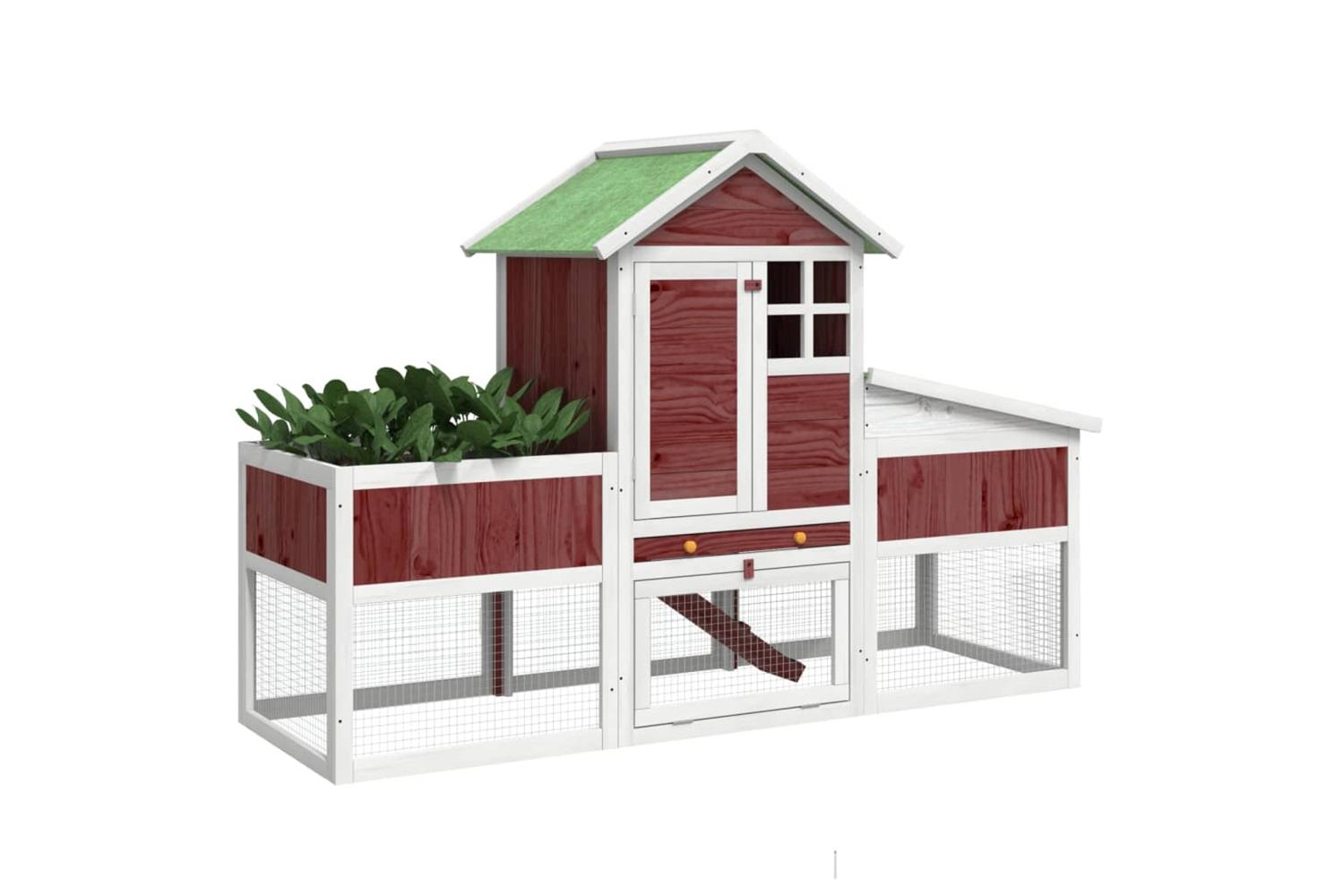 vidaXL 172294 Rabbit Hutch Mocha 170x63x113cm Solid Wood Pine-3