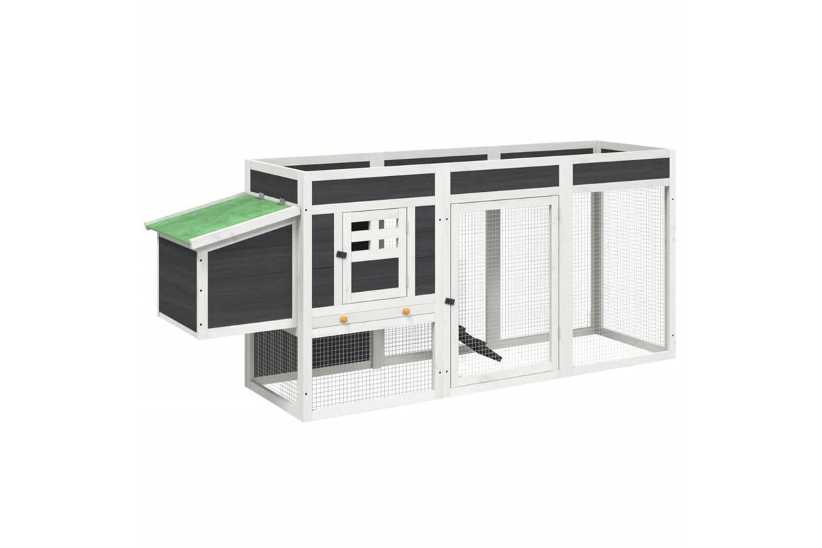 vidaXL 172237 Chicken Coop Grey 204x50x84cm Solid Wood Pine