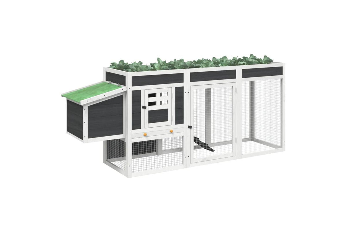 vidaXL 172237 Chicken Coop Grey 204x50x84cm Solid Wood Pine-3