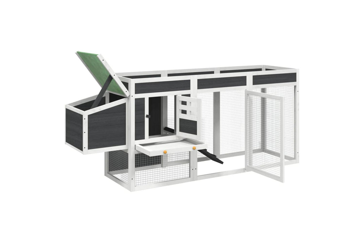 vidaXL 172237 Chicken Coop Grey 204x50x84cm Solid Wood Pine-5
