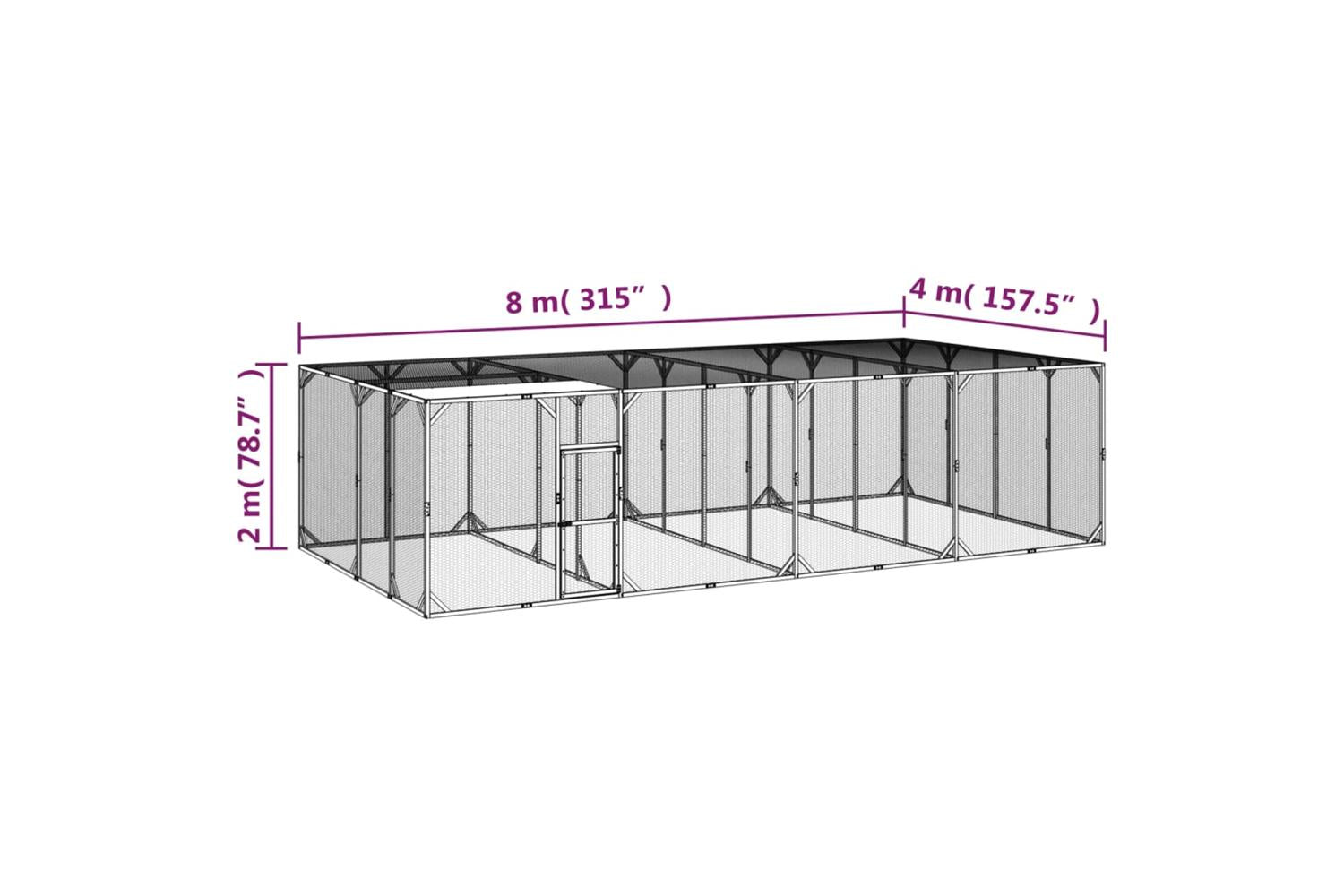 vidaXL 3102987 Chicken Coop 800x400x200cm Impregnated Solid Wood Pine-6