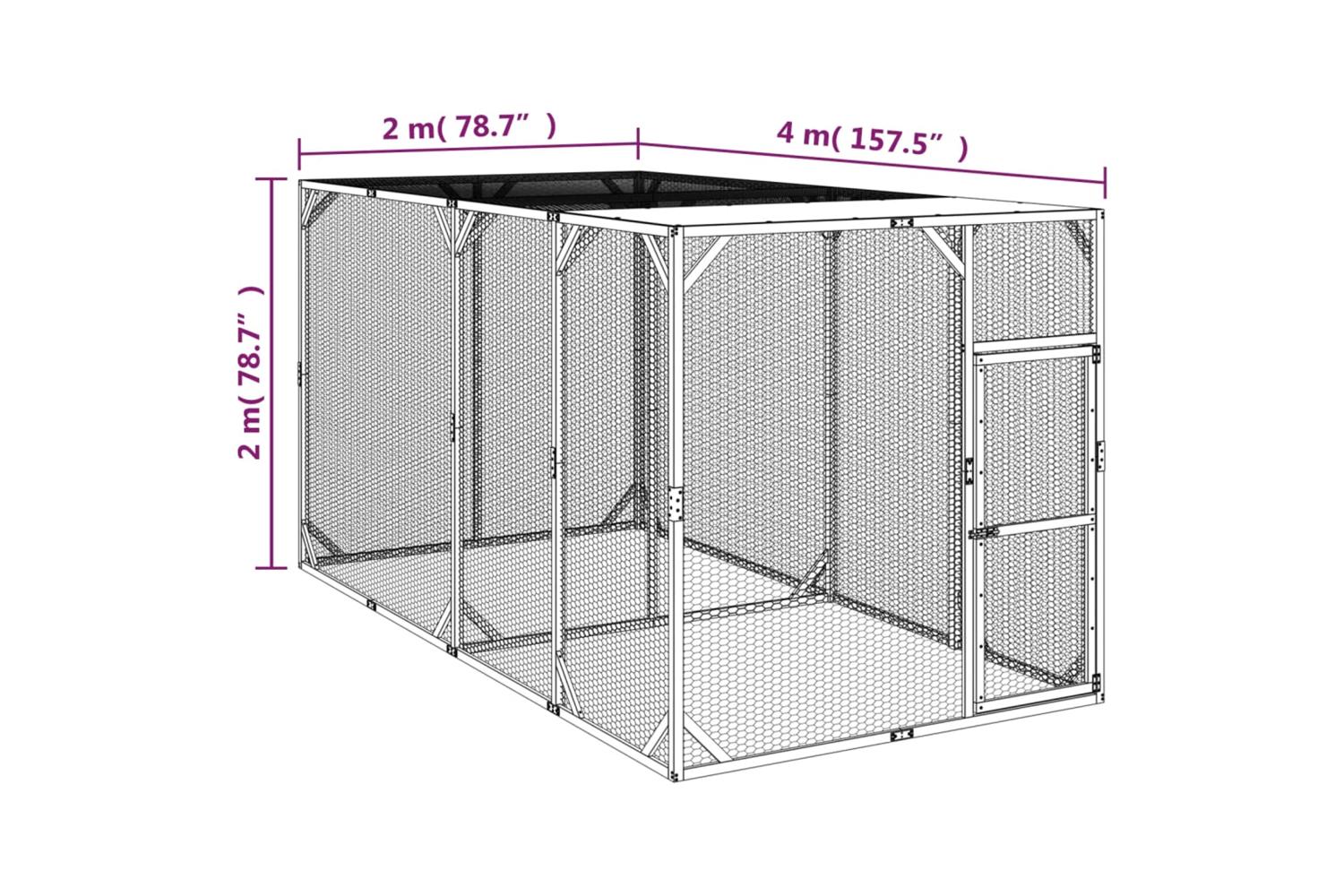 vidaXL 3102985 Chicken Coop 200x400x200cm Impregnated Solid Wood Pine-6