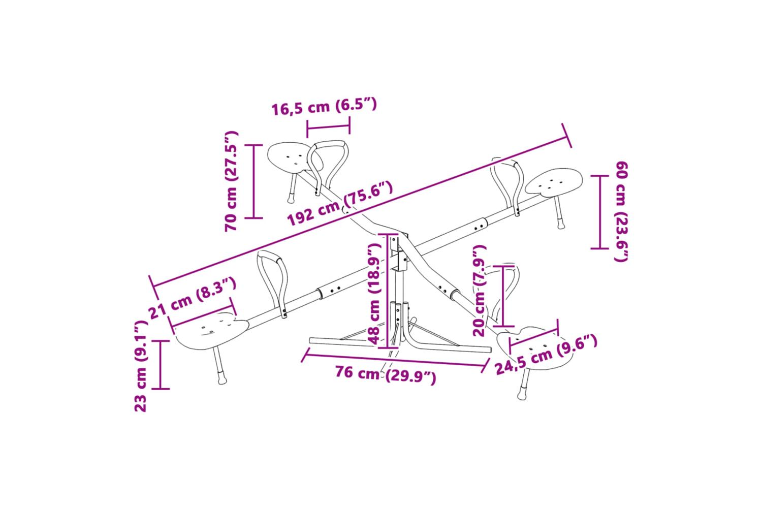 vidaXL 4010560 Seesaw 4-seater 360-degree Rotation Steel-8