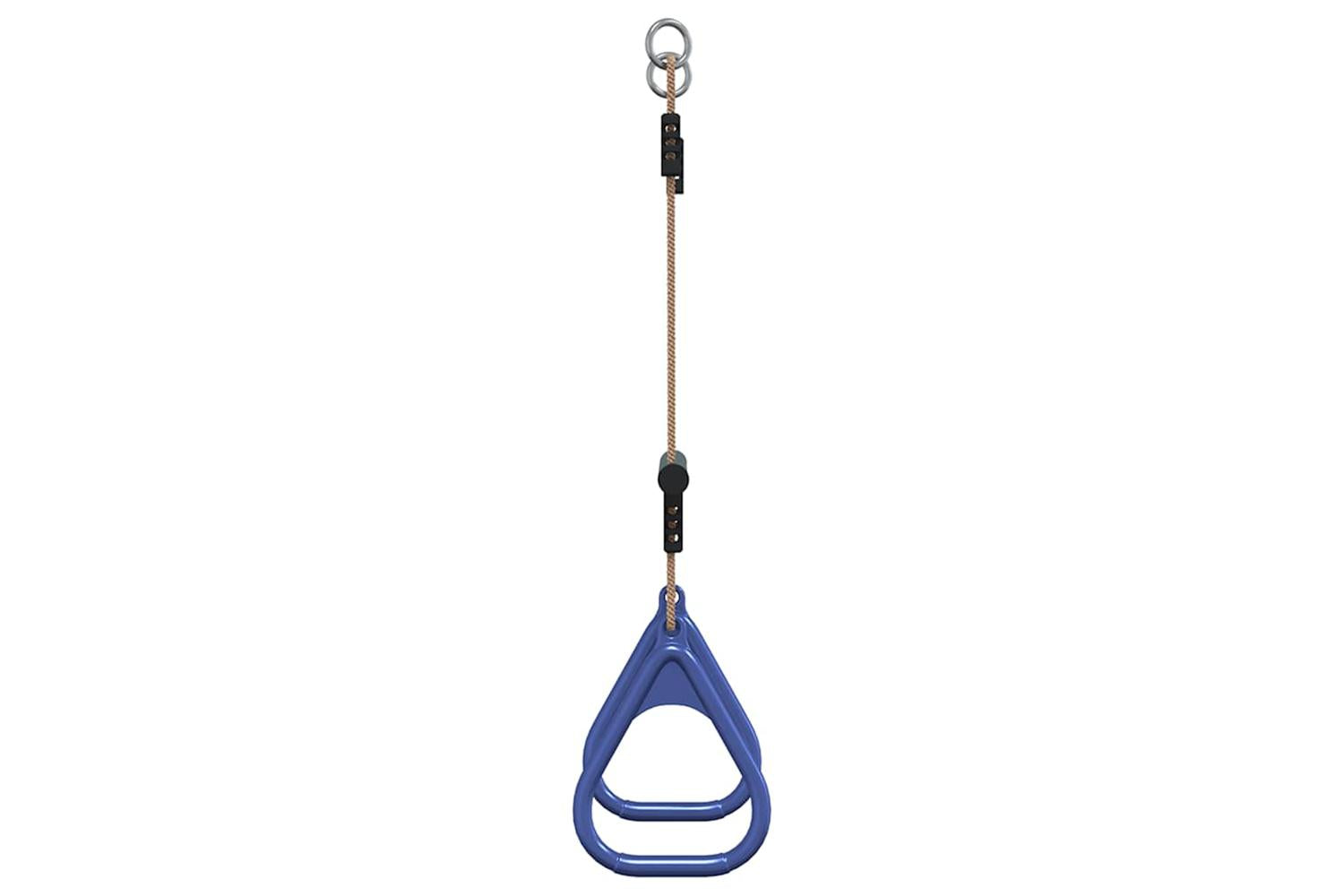 vidaXL 4009276 Trapeze Bar With Gym Rings For Kids Blue And Dark Green Steel-5