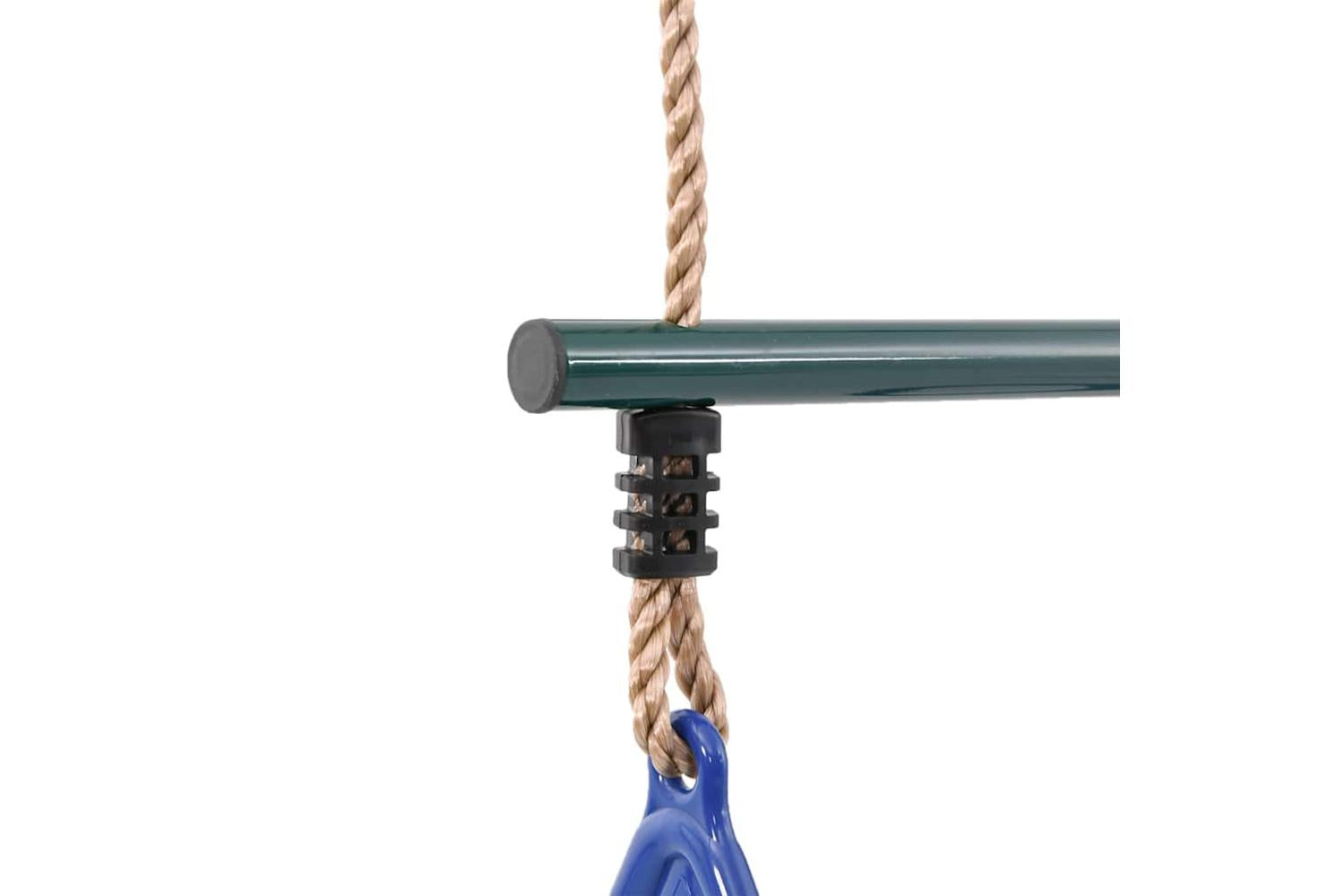vidaXL 4009276 Trapeze Bar With Gym Rings For Kids Blue And Dark Green Steel-7