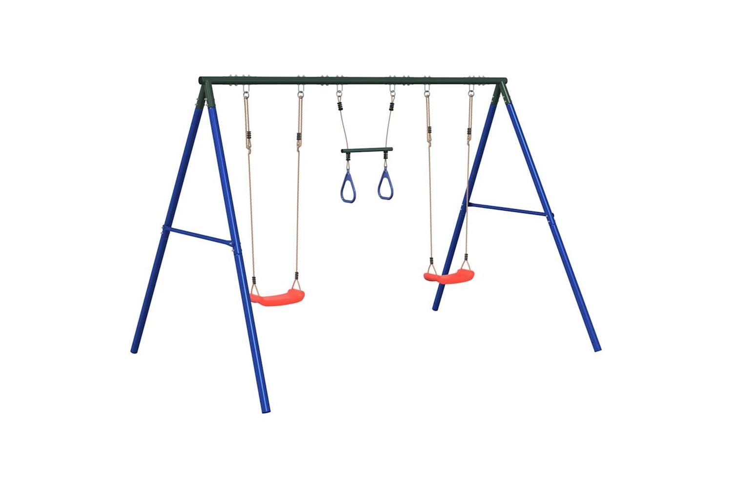 vidaXL 3283599 Outdoor Swing Set With Swings And Trapeze-2