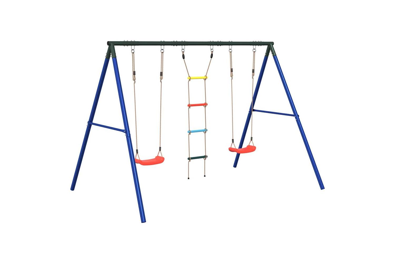 vidaXL 3283600 Outdoor Swing Set With Swings And Ladder-2