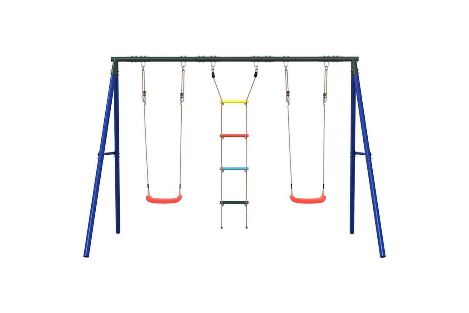 vidaXL 3283600 Outdoor Swing Set With Swings And Ladder-3