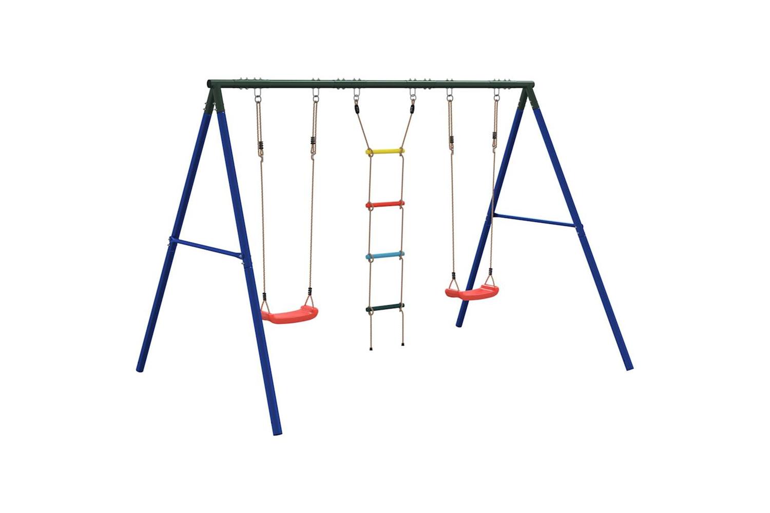 vidaXL 3283600 Outdoor Swing Set With Swings And Ladder-5