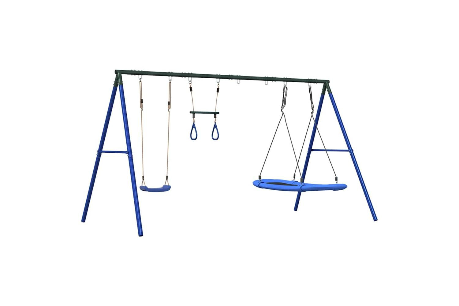 vidaXL 3283616 Outdoor Swing Set With Swing, Trapeze, Nest Swing-2